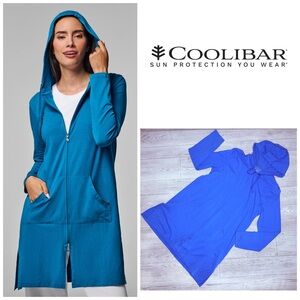 Coolibar hooded 50 spf full front zip long sleeve beach dress shirt coverup L